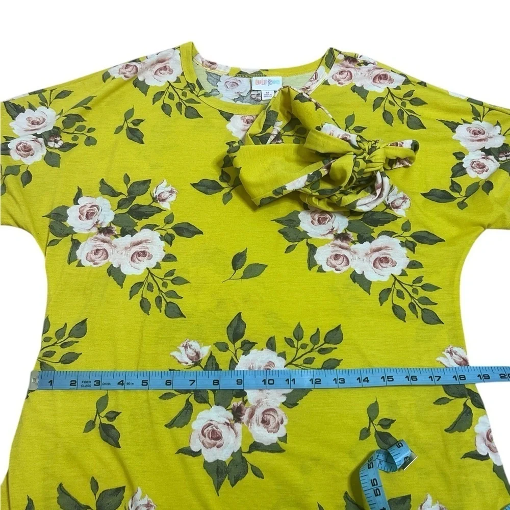Lularoe Golden Yellow Floral Belted Marly Dress w/ Pockets Womens Size Medium - Picture 9 of 12
